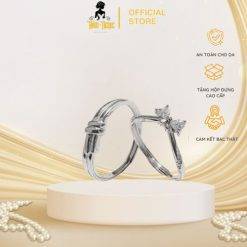 Nhẫn đôi hẹn ước nam nữ Bowy Promise Ring kiểu nơ đính đá Hàn Ngọc Jewelry
