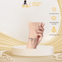 Charm bạc đính đá hình gấu hồng Hàn Ngọc Jewelry